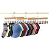 TFLPUO 3 pezzi di grucce appendiabiti in legno con 12 clip, grucce salvaspazio | Gruccia per pantaloni, con mollette, salvaspazio, per asciugare jeans, calze, biancheria intima (naturale)