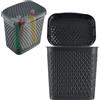 KADAX Contenitore per detersivi, con coperchio removibile, secchio per detergenti, in plastica, 24 x 19.5 x 24.5 cm, 6 litri, Nero, Motivo a quadri