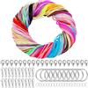 Kujizpu 200 Pcs Scoubidou Fili 1.8mm, 20 Colori Nastri Scooby Doo Corde Plastica | DIY 1m con Gancio e Anello,Anello di Ferro e Chiusura Aragosta per Fai da Te (Stile 1)