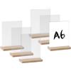 hocadon 6 pezzi Supporti da Tavolo A6 con Base in Legno Supporto per Cartello in Acrilico A6, Cornice Bifacciale per Cartellini dei Prezzi, Menù, Ristoranti, Uffici