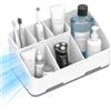TQRR Porta Spazzolino e Dentifricio-6 Scomparti Porta Spazzolini da Bagno | Porta Spazzolini Elettrici Staccabile Stand, con Fondo Antiscivolo, Organizer per Bagno Casa Ufficio, Grande, Grigio