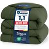 CozyLux Piumone Matrimoniale 240x260 cm Verde oliva per 4 Stagioni | Piumone Letto in Microfibra 300 g/m², Oeko-Tex 100, Trapunta Invernale con quattro occhielli, Lavabile in Lavatrice