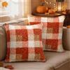 Artmag Fodera per cuscino autunnale 16x16 Pollici Set di 2 Fodera per cuscino decorativa Buffalo Plaid Decorazione autunnale per casa di campagna rustica per divano, colore arancione