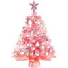 N&T NIETING Mini albero di Natale con illuminazione a LED, 61 cm | Albero da tavolo rosa con ornamenti, albero di Natale artificiale per casa, scrivania, feste, interni, decorazione natalizia