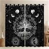 Loussiesd Tende oscuranti con sole e luna, stile bohémien, con albero e farfalle, stile psichedelico, hippie, oscurante, per finestre, motivo galassia, astrologia, tendaggi per finestre, 116,8 x 137,2