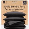Bambaw Set Copripiumino Matrimoniale 240x220 cm da 3 Pezzi con 2 Federe Antiacaro (50 x 75 cm), Set di Lenzuola in Bambù Matrimoniale Rinfrescante, Ipoallergenico e Certificato OEKO-TEX® (Nero)