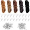 JYYWTSI Cordino in Pelle Set con 100 Accessori, Cordino Pelle per Collane DIY Gioielli, Laccio Pelle con Chiusura 5 Colori 10M 2.6MM Resistente Morbido per Bracciali