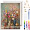 MOTGOM Dipingere con i Numeri Adulti con Telaio, dipinto a mano, Natura Morta Floreale kit per pittura ad olio per principianti e adulti, Dipingere con i Numeri Adulti, Decora la Casa Regalo 25×35cm