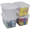Cadine Set di 4 Piccolo Scatola Contenitore di Plastica Trasparente, 6 Litri Scatola con Coperchio