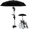 Peixiong Ombrello 2 in 1 con staffa di fissaggio regolabile a 180°, struttura estensibile adatta per passeggino, bicicletta, sedia a rotelle, deambulatore, rollator, carrozzina e sedia
