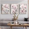 WKAQM Acquerello Rosa Fiori Poster Tela Quadri Moderni Parete Arte Casa Decorazioni Nordico Stampa Parete Quadro Per Soggiorno Camera Decorazioni 40 X 50 Cm X 3 No Cornice