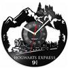Viiluuxr Orologio da Parete in Vinile Treno Fantasy, 30 cm, Senza LED | Locomotiva, castello e montagne; per angolo lettura. senza luce; pila AA esclusa