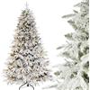 DEWUR Albero di Natale artificiale con illuminazione e neve, supporto in metallo (150cm)