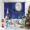 Hnmdmyi Tenda da doccia Natale 180x200, paesaggio invernale luna pupazzo di neve albero di natale vacanze blu bianco tenda da bagno impermeabile tessuto poliestere lavabile tenda da bagno con ganci