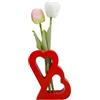 NBEADS Vaso Doppio A Forma Di Cuore Per Fiori, Vaso Artistico In Legno Rosso 134x96x38,5mm, Espositivo Per Rose, Mazzi Di Fiori E Set Di Costruzioni