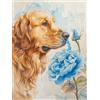 RKFLGEW 14CT Kit Mezzo Punto Ricamo Golden Retriever Animale Cross Stitching Kit Ritratto Di Cane Prestampato In Tessuto A Punto Croce Kit Di Ricamo Per Adulti 30x40cm