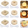GAOUTO 6 basi in legno a LED, 3 da 10 cm rotonde + 3 rettangolari da 8 cm, illuminazione in legno regolabile, base per luci a LED in legno, USB, per sfere di cristallo, vetro, gioielli, acrilico e resina