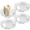 Bubuny 4 Pezzi Piatti Porta Candele in Vetro Trasparente, 10 cm Piattini Rotondi per Candele, Portacandele da Tavolo, Sottopiatto per Candele per Matrimonio, Feste, Avvento, Natale e Decorazioni Casa