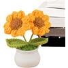 syayw Girasole Uncinetto Fatto A Mano - Girasole all'uncinetto,Fiori Artificiali Lavorato,Centri Da Tavolo Ornamentali Fatti A Mano, Girasole A Maglia Di Fiori Al