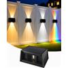 CORESLUX Lampada da parete per esterni, a energia solare, RGB, per esterni, con luce regolabile, IP67, impermeabile, per giardino, balcone, terrazza, scale