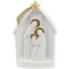Holyart Presepe Mignon: Natività in capanna bianco e oro 9 cm resina
