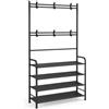 Generico BDIT Accessori Appendiabiti con 4 Ripiani e Ganci Integrati, Organizer Salvaspazio in Metallo Nero per Scarpe, Abiti e Accessori, 80 x 26 x 153 cm