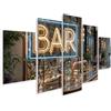 islandburner Quadro su tela, stile nostalgico, da bar, decorazione elegante, perfetto per festaioli, 5 pezzi