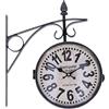 Way Home Store Orologio Stazione ferroviaria da Parete in Ferro - colorazione Nero bifaccia - ANTIQUITE Paris - Quadrante con Diametro 22 cm - Dimensioni: 35x39x9cm