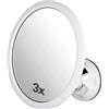 Mirrorvana Specchio doccia con ingrandimento 3x, antiappannamento, 17 cm | Con ventosa forte e girevole a 360°: superficie infrangibile, per una rasatura precisa e ravvicinata, ideale in ogni bagno