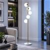 Partenopea Lampada da Terra 165 cm 5 Sfere Vetro Opalino G9 Oro Base Marmo | Piantana moderna con 5 sfere in vetro opalino struttura oro base in marmo cavo trasparente 2,5 m con spina e interruttore