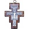 La Balestra Crocifisso da Parete - Croce San Damiano - Artigianale Made in Italy Cristo e INRI Placcati Argento 999 - Crocifissi da Parete in Legno, Cura e Precisione dei dettagli di Gesù Crocifisso - 10,7X8cm