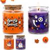 MORAINJAY 2 Candele Halloween Profumate alla Zucca,Cera di Soia Naturale con 80 Ore di Durata, Set Regalo con Barattoli Viola e Arancione per Aromaterapia e Decorazione Festiva Halloween