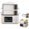 Generic Vaporiera elettrica per alimenti, 1350 W, 16 l, in acciaio inox, con touch screen, timer 24 ore, 8 funzioni menu, isolamento a doppia modalità per cucinare in casa