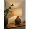 MCLWSQ Lampada Da Tavolo In Vimini Marrone In Stile Bohemien, Con Paralume In Lino Color Beige E Attacco E14, Adatta Per Il Soggiorno, La Camera Da Letto E L'ufficio
