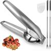 joonnair Pinza Multifunzionale per Castagne, Pinza per Castagne in Acciaio Inox e 2 Ago di Granchio per Castagne, Nocciole, Noci e Altra Frutta Secca