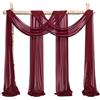 Showgeous 2 pannelli tende in chiffon per arco nuziale 28 x20ft tessuto borgogna drappeggio arco tende in chiffon trasparente decorazioni in tela per soffitto