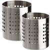 Space Home Happy Friends - Portautensili da Cucina in Acciaio Inox - Set di 2 - Argento