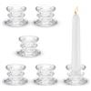 QinyOulhause 6 Pezzi Portacandele Vetro - Candeliere Trasparente per Matrimoni e Feste - Eleganti Centrotavola Decorativi per Natale, Ringraziamento e Feste (Trasparente)