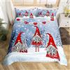 Homemissing Natale Nano Tema Quilt Modello Rosso e Blu Lenzuola per Ragazzi e Ragazze Abbigliamento Neve Scene Decorazione Trapunta Set Copripiumino 200x200cm