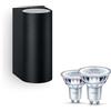 Philips Nightingale Aplique da parete da esterno Up&Down (Nero) - GU10 | Bianco caldo - Applique da esterno - Non dimmerabile