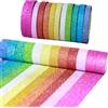 Piacolnic Set da 24 Rotoli di Washi Tape Glitter, Nastro Adesivo Decorativo Colorato in 12 Colori da 5 e 15 mm, Washi Tape in Carta per Scrapbooking Fai da Te e Confezioni Regalo