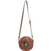 FiMix Borsa a tracolla rotonda Steampunk stile moto vintage PU borsa marrone
