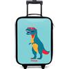 NoBoringSuitcases.com NoBoringSuitcases© Valigia Per Bambini Compatto Bagaglio Ultraleggero | 48x31x19 cm - Trolley A Mano Rigidi LED Ruote Valigie Neonato - Ragazzo - T-Rex - Blu - Occhiali da sole