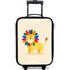 NoBoringSuitcases.com NoBoringSuitcases© Valigia Per Bambini Compatto Bagaglio Ultraleggero | 48x31x19 cm - Trolley A Mano Rigidi LED Ruote Valigie Neonato - Ragazzo - Leone - Criniera - Colorata