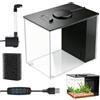 MIUUIPI Kit di avviamento per acquario da 3,7 l, piccolo acquario Betta in acrilico con pompa filtrante e coperchio e illuminazione a LED per acquari fai da te piccoli pesci gamberetti