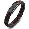 Gualiy Bracciale Cuoio Uomo Rock, Bracciale da Uomo in Acciaio Inox Intrecciato Bracciale 16.5CM Lunghezza Bracciali da Uomo