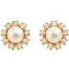 Smalliful Orecchini bambina donna oro giallo - 9 K, perla e caglio di zircone, 6 mm, preparati con astuccio regalo, chiusura a vite, realizzati in Spagna. Marca Smalliful., 6mm, Oro giallo, Zirconia cubica