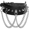 Flongo Choker - Collare in pelle con catena in acciaio inox, da donna, gotico, girocollo, nero, per gotico, punk, uomo, donna, sexy, alla moda, Acciaio inossidabile