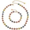 MYLIAZ PARIS Parure duo collana e bracciale principessa donna fiore trifoglio multicolore in acciaio inossidabile cristalli idea regalo moda e tendenza