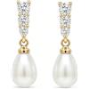 Fimhut Orecchini da donna con perle a goccia, argento e placcato oro, con zirconi, da sposa